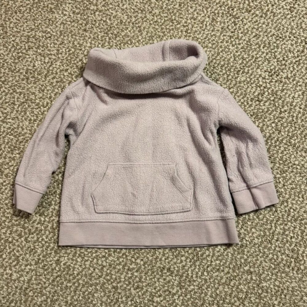 Old Navy Baby Girl Cowl Neck Fleece Sweatshirt Lilac Pocket 12-18 Months